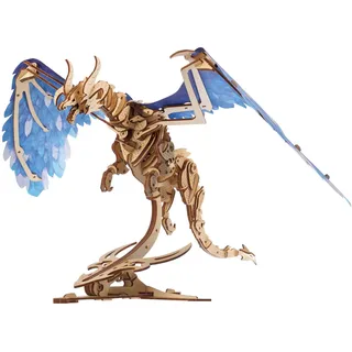 UGEARS 3D Holzpuzzle Erwachsene Sturmdrache Dragon 3D Puzzle Modellbausatz für Erwachsene und Jugendliche aus Holz DIY Mechanisches Holzbausatz Drachen Modell mit Gummibandmotor