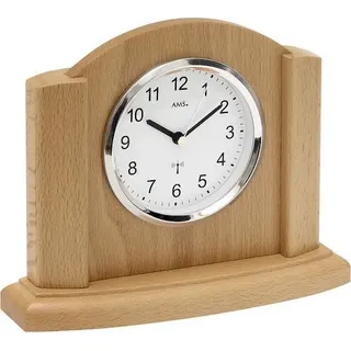 AMS 5122/18 Tischuhr Funk Funktischuhr analog modern Holz Buche - Schwarz