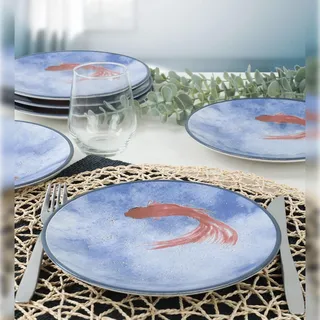 WELL HOME MOBILIARIO & DECORACIÓN Dessertteller-Set (6 Stück), Keramik, Fisch, 20 x 20 x 2,5 cm