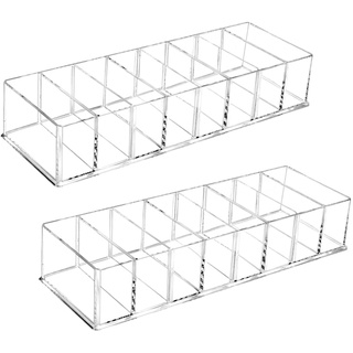 QINERSAW 2er Set Abnehmbar Kosmetik Organizer Schublade 8 Fächern Make up Aufbewahrungsboxen Beauty Schmink Aufbewahrung Lagerung Transparent Box für Waschtisch Badezimmer