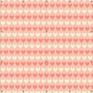 Wallario Outdoor-Poster für Garten oder Balkon, Motiv Muster Herzen in beige und rot, in ca. 180 x 180 cm - Weiß