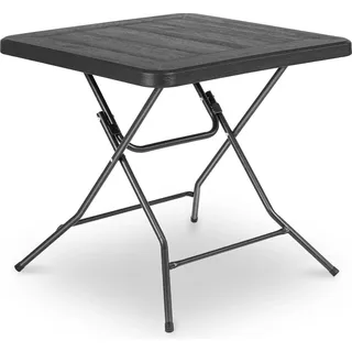 Klapptisch für draußen - Quadratisch 80x80 cm - Höhe 74 cm - Edelstahlbeine - PVC-Tischplatte - Für 4 Personen - Schwarz - Schwarz