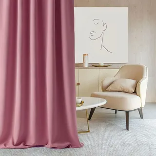 ROOM99 Vorhang mit Silberen Ösen Aura 140 x 300 cm Breite x Höhe Schiebegardinen Modern Curtain Wohnzimmer Schlafzimmer Rosa, 1 Stück