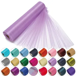 Trimming Shop Organza-Rolle, schneedurchsichtig, 25 m x 29 cm große Organza-Rolle für Stuhlschärpe, Tischläufer, Weihnachtsfeier, Hochzeitsdekoration, Heimwerkerprojekte, Lila-Violett