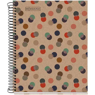 Miquelrius - 100 Prozent Recycling-Notizbuch, 1 Farbstreifen, A5, 80 karierte 5-mm-Blätter, 80-g-Papier, 2 Löcher, Einband aus Recycling-Karton, Öko-Konfetti-Design