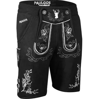 PAULGOS Herren Trachten Jogginghose - Design Trachten Lederhose - JOK3 - in 3 Farben erhältlich - Größe S - 5XL - Schwarz