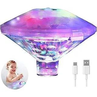 Caxmtu Schwimmende Pool Led Wanne Lichter Lampe Whirlpool Lichter Wiederaufladbare Poolbeleuchtung für Bad Disco Teich Kind Bad Spielzeug, 7 Modi