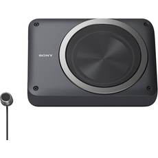 Sony XS-AW8 | Kompakter Aktiv Power Subwoofer | 160 W max. Ausgangsleistung | schlankes, schickes 8" Aluminiumgehäuse | Aktiv-Woofer mit Fernbedienung, Schwarz