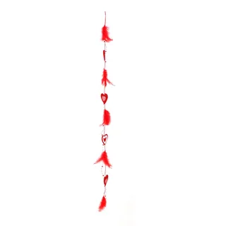 Girlande Herzen mit Federn – Rot – 140 cm