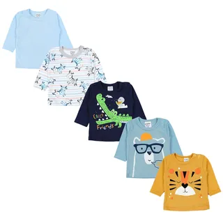 Langarmshirt TUPTAM "Shirt Baby Jungen Langarmshirt 5er Set", Mädchen, Gr. 62, blau (mehrfarbig 7), Obermaterial: 100% Baumwolle CO., Shirts Langarmshirt