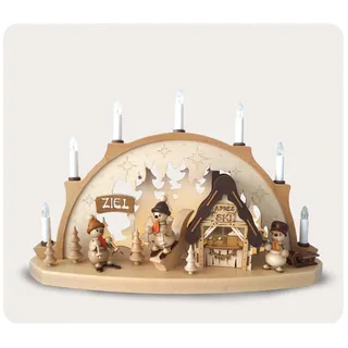 Schwibbogen Schneemaenner beim Apres Ski elektrisch 53x33x14 cm Winterspaß