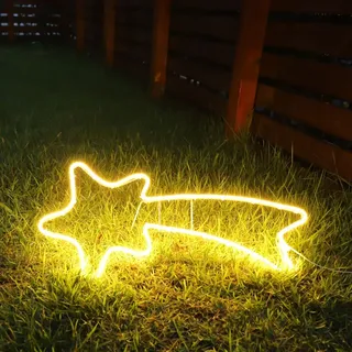 salcar 70cm LED Sternschnuppe Neonlicht Beleuchtet Außen, 240er Fenster Silhouette Weihnachtsdeko, Weihnachtsdeko Weihnachtslicht Garten Groß Haus, Warmweiß
