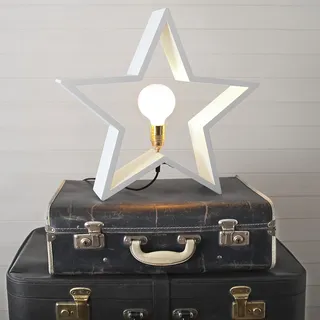 Holzstern - Adventsstern - Tischlampe - hängend oder stehend - D: 50cm - E27 Fassung - weiß