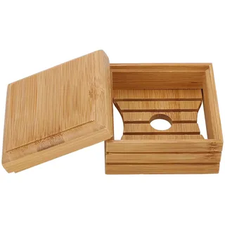 Dysetcs 2 x Seifenschalen aus Holz, Bambus-Stab, Seifenhalter, natürlicher Bambus-Seifenbehälter mit Deckel, Bambus-Seifenbox, Aufbewahrung Seifenablage für Badezimmer, Küche, Dusche