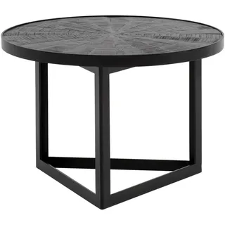 Wohnling Couchtisch rund Schwarz Mangoholz 58 x 58 x 40 cm