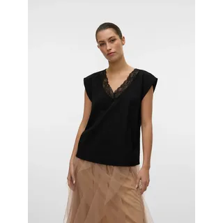 Vero Moda Spitzentop »VMSAFA SL V-NECK LACE TOP WVN GA NOOS«, schwarz