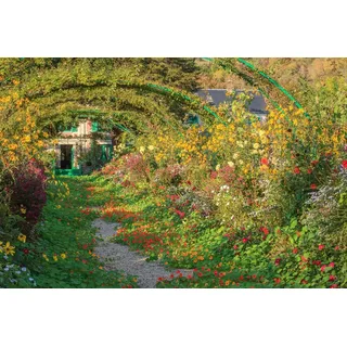 Papermoon Fototapete »MONETS GARTEN-GIVERNY BLUMEN ALLEE PERGOLA KÜNSTLER WEG«, bunt