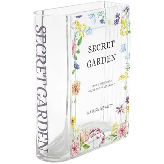 KRYSTHIA Glas Buchvase, Buchvasen für Blumen, klare Buchförmige Vase für Tulpen, kleine Blumenvasen für Wohnzimmer, Büro, Couchtisch, Bücherregal Dekor