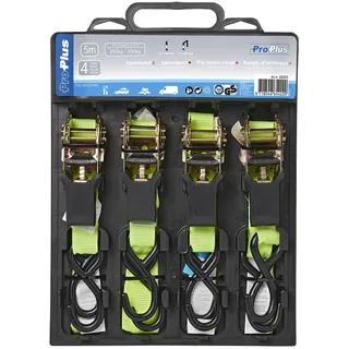 PRO PLUS Spanngurte mit Ratsche 5 m Set mit 4 Stück