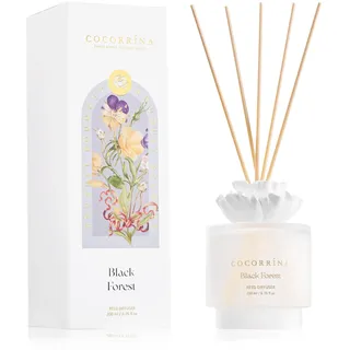 COCORRÍNA Raumduft mit 8 Duftstäbchen 200ml, Black Forest, Langanhaltend, Home Duft für Badezimmer, Wohnzimmer, Schlafzimmer, Regal Dekor (Gipsblume)
