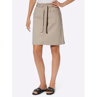 Jeansrock HEINE, Damen, Gr. 38, beige, 98% Baumwolle, 2% Elasthan, unifarben, kurz, Röcke Jeansrock