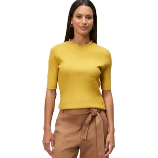 Zero Feinstrickpullover kurzarm mit Rüschenkante