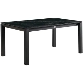 Tierra Outdoor Gartentisch , Anthrazit , Metall, Kunststoff , Marmoroptik , rechteckig , eckig , 100x220 cm , ausziehbar, wetterbeständig , Gartenmöbel, Gartentische, Gartentische ausziehbar