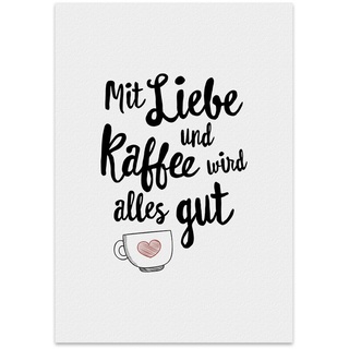 TypeStoff Kunstdruck, Poster mit Spruch – LIEBE UND KAFFEE – Typografie-Bild - Plakat, Print, Wandbild - KD-00286-M