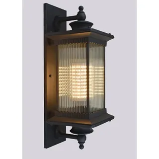 Außen-Wandleuchte - Retro Wandleuchte/Laterne - Metall & Glas - Feuchtigkeitsbeständig - AC 220–240 V - Leuchtmittel nicht enthalten - 17,5×12,4×9,9 cm - Montage erforderlich - Schwarz
