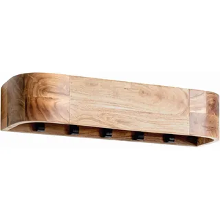 Wandgarderobe , Schwarz, Akaziefarben , Holz, Metall , Akazie , massiv , 60x20x13 cm , Garderobe, Garderobenpaneele, Wandgarderobe