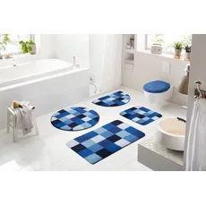 Bild Badematte »Mosaik«, Höhe 20 mm, rutschhemmend beschichtet, fußbodenheizungsgeeignet, angenehm weich, Badematten auch als 3 teiliges Set erhältlich, blau