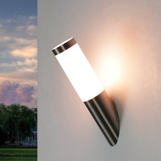 Licht-Erlebnisse Außenleuchte Edelstahl, Wandfackel, Wandleuchte Aussen E27, IP44, wetterfest, blendarm, Modern, Outdoor, Hoflampe Außen, Außenleuchte Wand