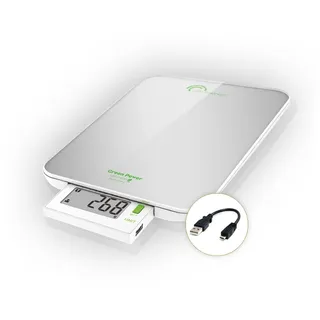 LITTLE BALANCE 8183 Slide 6 USB, Küchenwaage ohne Batterien, USB-Anschluss zum Aufladen, Versenkbares Display, 6kg, Silver
