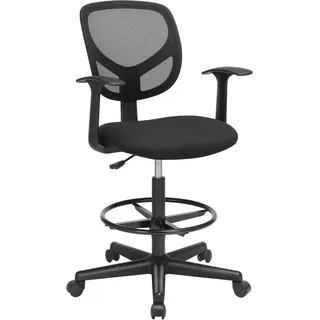 Songmics Bürostuhl mit Armlehne Sitzhöhe 55 cm - 75 cm Schwarz