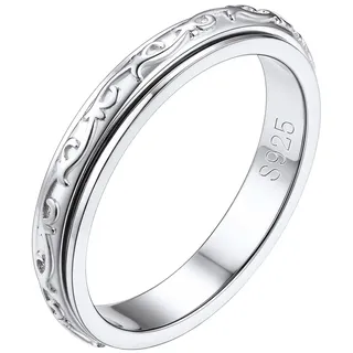 FOCALOOK 925 Silber Spinner Ring - Personalisierter Böser Blick/Keltischer Verlobungsring Modeschmuck für Frauen und Herren Größe 49MM - 67MM