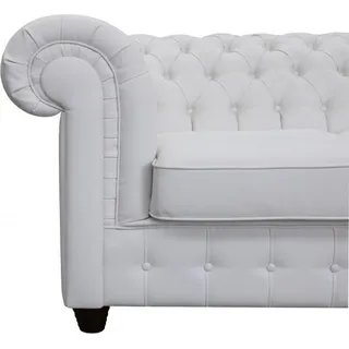 Chesterfield 3+1 Ledersofa Schlafsofa Bettfunktion Leder Couch Sofagarnitur Sofa - Weiß