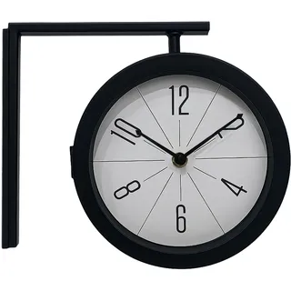 Relaxdays Bahnhofsuhr, doppelseitig, HxB: 25 x 28 cm, batteriebetrieben, analoge Wanduhr, ohne Tickgeräusche, schwarz