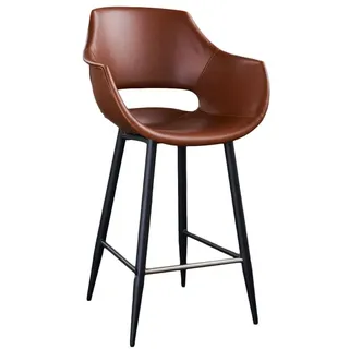 KAWOLA Thekenhocker ZAJA Barstuhl Sitzhöhe 65 cm Kunstleder cognac