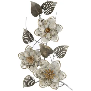 Myflair Möbel & Accessoires Wandbild "Blumen, silber/weiß", aus Metall, Blumenranke, farbe bild(er): silber