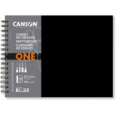 CANSON One Art Book Skizzenbuch, Spiralbindung, 160 Seiten, Hardcover, 27,9 x 21,6 cm, 100 g/m2, Weiß