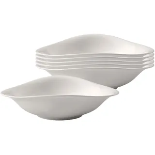 Villeroy & Boch - Vapiano Pastateller Set 6 Teilig, Pastateller Groß Tief Weiß, Nudelteller, Pastatellerset, Spaghettiteller, Suppenteller Tief, Salatteller Groß, Vapiano Teller Tief, Porzellan