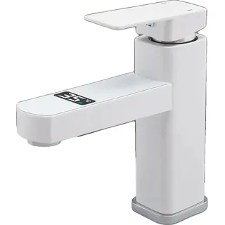 Waschtischarmatur, LED-Temperaturanzeige, langlebige Konstruktion, WEISS, G1/2