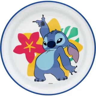 Disney, Rutschfester Kinderteller für Mikrowelle mit Stitch-Druck, Weiß / Blau - Bunt
