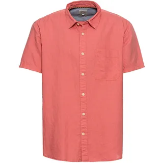 camel active Herren Kurzarm Hemd aus einem Leinen-Baumwoll-Mix Rot, Menswear-M