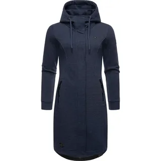 Sweatjacke RAGWEAR "Kurzmantel Letti Long", Damen, Gr. M, blau (navy), Obermaterial: 54% Polyester PES. 41% Baumwolle CO. 5% Viskose CV., Sweatjacken Sweatjacke