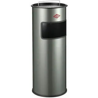 Wesco mittlerer Standascher mit Sieb in der Farbe neusilber, pulverbeschichtetes Stahlblech, 30 Liter Volumen, Einwurfschlitz, ohne Einsatz