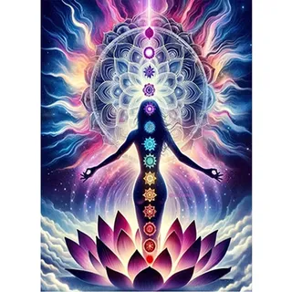 DCIDBEI 40 x 50 cm Diamond Painting Spiritualität, Diamantmalerei, Mandala, runde Diamantmalerei für Erwachsene, Leinwand Diamant Lotus, Diamond Art Craft für die Wanddekoration zu Hause