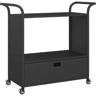 Barwagen mit Schublade Schwarz 100x45x97 cm Poly Rattan - Schwarz