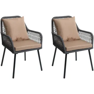 Mendler HWC-O12 Gartenstuhl 54 x 62 x 81 cm anthrazit 2 St.