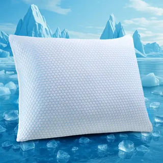 UNIKOME Kühlendes Kopfkissen 50x70CM, Memory Foam Kissen Doppelseitiger, Cooling Pillow Kalt/Warm Abnehmbar, Blau für Sommer/Herbst, Weiß für Winter/Frühling, Oeko-Tex